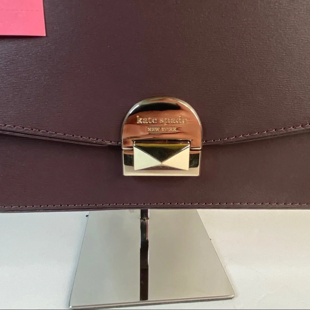 KATE SPADE Neve Convertible Flap Shoulder Bag chocolate cherry red & Olive green